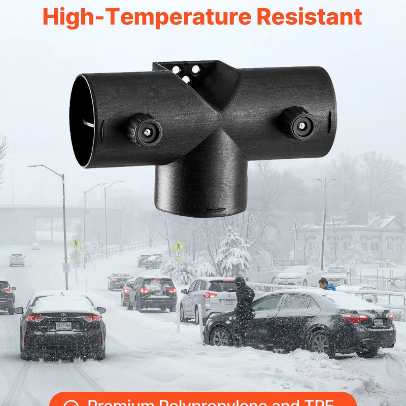 Dīzeļsildītāja savienotājs 59 mm, T-veida 3 virzienu gaisa ventilācijas savienotājs ar diviem 90° rotējamiem vārstiem, melns savienojums 2 kW dīzeļsildītājiem