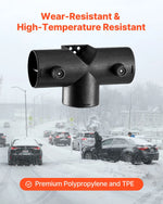 Dīzeļsildītāja savienotājs 59 mm, T-veida 3 virzienu gaisa ventilācijas savienotājs ar diviem 90° rotējamiem vārstiem, melns savienojums 2 kW dīzeļsildītājiem
