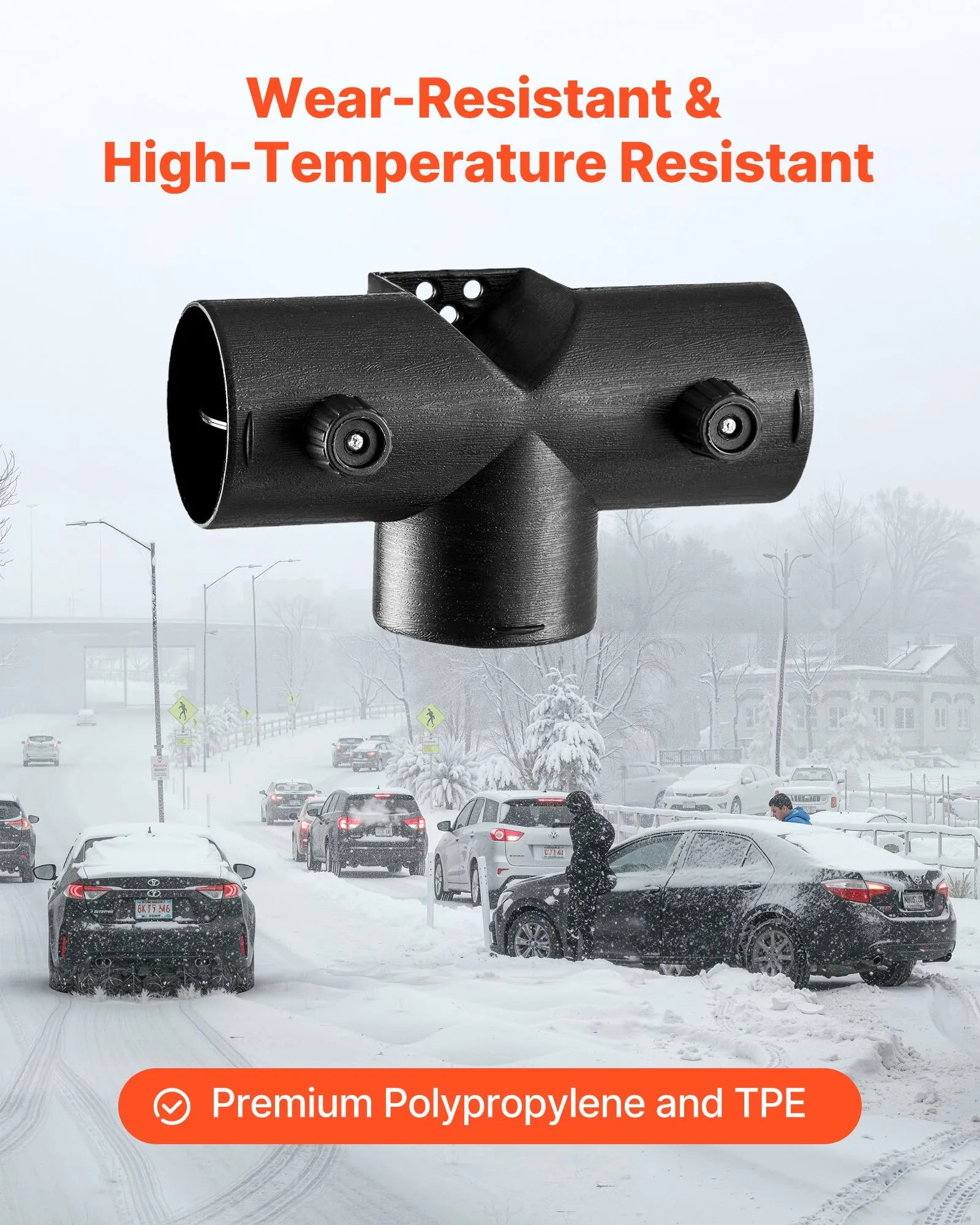 Dīzeļsildītāja savienotājs 59 mm, T-veida 3 virzienu gaisa ventilācijas savienotājs ar diviem 90° rotējamiem vārstiem, melns savienojums 2 kW dīzeļsildītājiem