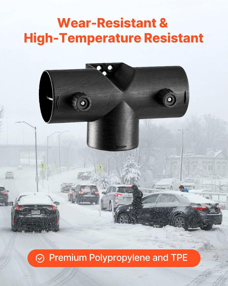 Dīzeļsildītāja savienotājs 59 mm, T-veida 3 virzienu gaisa ventilācijas savienotājs ar diviem 90° rotējamiem vārstiem, melns savienojums 2 kW dīzeļsildītājiem