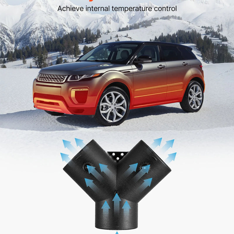 Dīzeļsildītāja savienotājs, 75 mm gaisa vada Y veida atzars ar 2 rotējošiem 90° vārstiem, melns savienojums 2 kW / 5 kW / 8 kW dīzeļsildītājiem