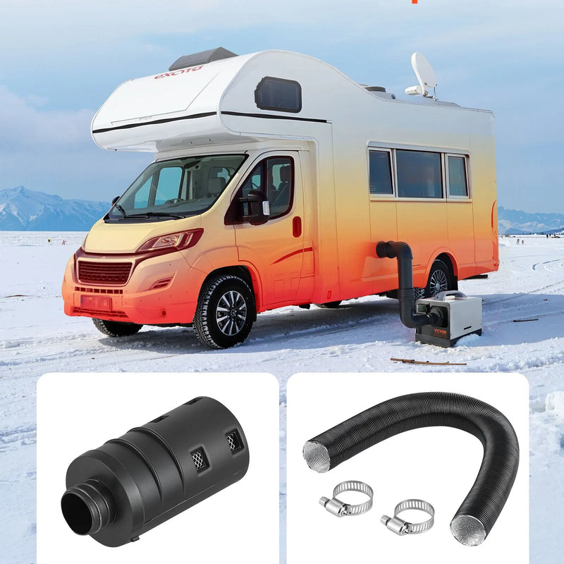 Комплект впускных труб дизельного отопителя, шланг воздуховода Ø 25 мм, растягивающаяся и гибкая труба глушителя впускного фильтра с хомутами, 2-8 кВт