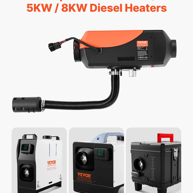 Комплект впускных труб дизельного отопителя, шланг воздуховода Ø 25 мм, растягивающаяся и гибкая труба глушителя впускного фильтра с хомутами, 2-8 кВт