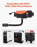 Комплект впускных труб дизельного отопителя, шланг воздуховода Ø 25 мм, растягивающаяся и гибкая труба глушителя впускного фильтра с хомутами, 2-8 кВт