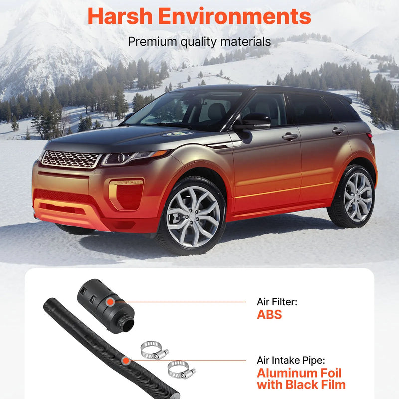 Комплект впускных труб дизельного отопителя, шланг воздуховода Ø 25 мм, растягивающаяся и гибкая труба глушителя впускного фильтра с хомутами, 2-8 кВт