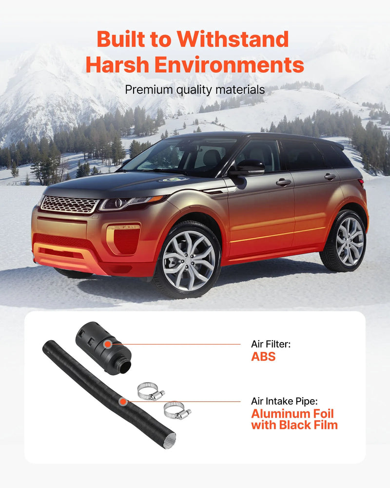 Комплект впускных труб дизельного отопителя, шланг воздуховода Ø 25 мм, растягивающаяся и гибкая труба глушителя впускного фильтра с хомутами, 2-8 кВт