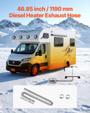 Выхлопной шланг, гибкий шланг для дизельного отопителя из нержавеющей стали 1200 мм с 2 хомутами, комплект принадлежностей для дизельного отопителя, совместим с дизельными отопителями мощностью 2-8 кВт