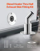 Izplūdes korpusa savienojums 24 mm dīzeļsildītājam, leņķa tipa izplūdes caurules savienojums ar skrūvēm, uzgriežņiem un blīvi, piemērots 2 kW, 5 kW un 8 kW dīzeļsildītājiem, izgatavots no 316 nerūsējošā tērauda