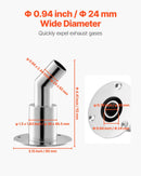 Izplūdes korpusa savienojums 24 mm dīzeļsildītājam, leņķa tipa izplūdes caurules savienojums ar skrūvēm, uzgriežņiem un blīvi, piemērots 2 kW, 5 kW un 8 kW dīzeļsildītājiem, izgatavots no 316 nerūsējošā tērauda