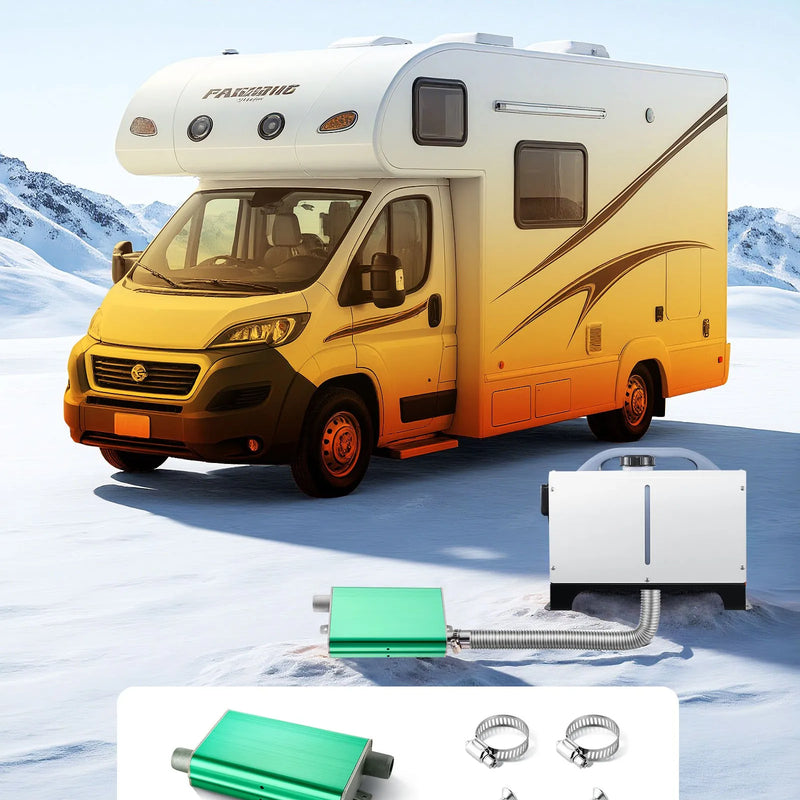 VEVOR dīzeļsildītāja klusinātājs, 24 mm uzlabots izpūtēja klusinātājs ar 2 skavām un skrūvēm, alumīnija sakausējuma izpūtēja trokšņu slāpētājs 2 kW, 5 kW un 8 kW dīzeļsildītājiem