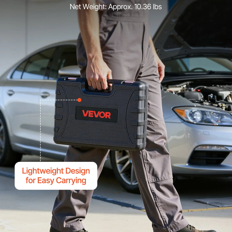 VEVOR dzinēja cilindru kompresijas un noplūdes testeru komplekts ar 0–48,3 bar spiediena manometru un 0–6,9 bar noplūdes manometru, automobiļu noplūdes pārbaudes komplekts ar 4 adapteriem automašīnām un motocikliem