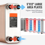 VEVOR 100 plākšņu siltummaiņa – 4 x 1-1/4" MNPT Ports, 5" x 12", Brazēts 316L Nerūsējošais Tērauds