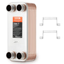 VEVOR lodētais plākšņu siltummainis, 5" × 12" (127 × 305 mm), 30 plāksnes, vara un 316L nerūsējošā tērauda ūdens–ūdens siltummainis grīdas apkurei, ūdens sildīšanai, sniega kausēšanai un alus dzesēšanai