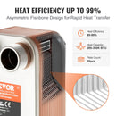 VEVOR lodētais plākšņu siltummainis, 5" × 12" (127 × 305 mm), 30 plāksnes, vara un 316L nerūsējošā tērauda ūdens–ūdens siltummainis grīdas apkurei, ūdens sildīšanai, sniega kausēšanai un alus dzesēšanai