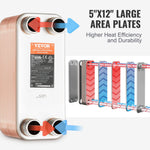 VEVOR 50 Plates Siltummaiņas Ierīce 4*25,4 mm- 25,4 mm MNPT Pieslēgumi 12,7 x 30,5 cm Svarīga Brazētā 316L Nerūsējošā Tērauda