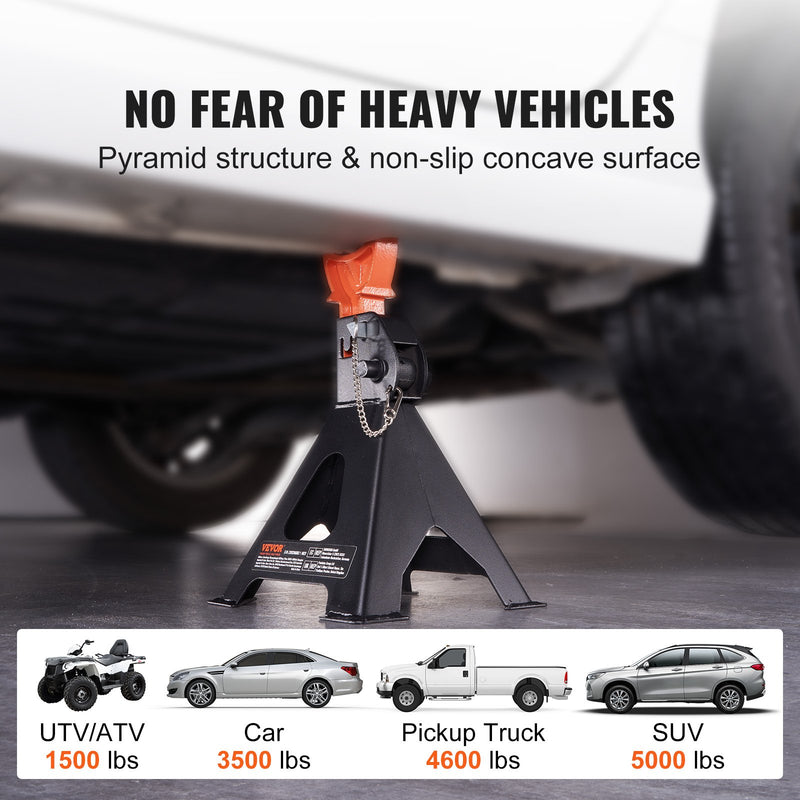 VEVOR domkratu statīvi, 3 t celtspēja, dubultā fiksācija, augstums regulējams no 275 līdz 415 mm, piemēroti SUV, pikapiem, automašīnām un UTV/ATV, sarkani, 1 pāris