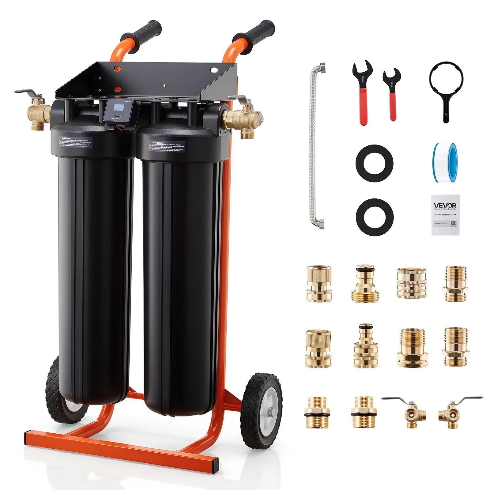 VEVOR dejonizēta ūdens sistēma auto mazgāšanai ar 2 x 4 l DI sveķiem, apvada vārstu un TDS mērītāju, pārnēsājams beznosēdumu ūdens filtrs automašīnām, kemperiem un logiem