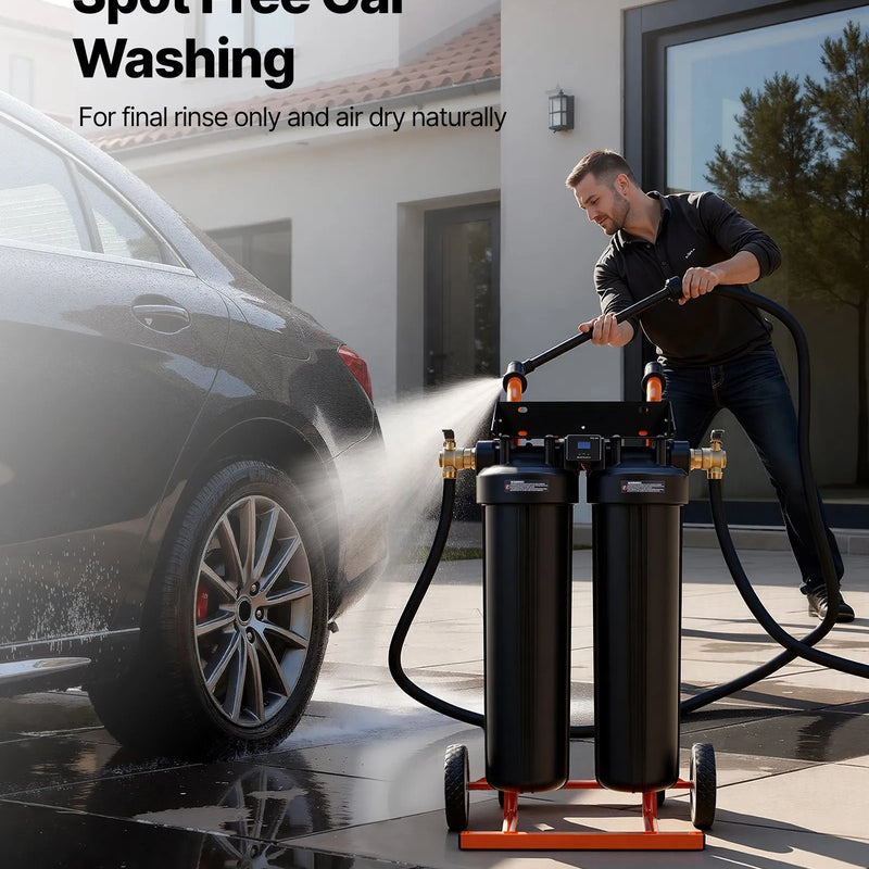 VEVOR dejonizēta ūdens sistēma auto mazgāšanai ar 2 x 4 l DI sveķiem, apvada vārstu un TDS mērītāju, pārnēsājams beznosēdumu ūdens filtrs automašīnām, kemperiem un logiem