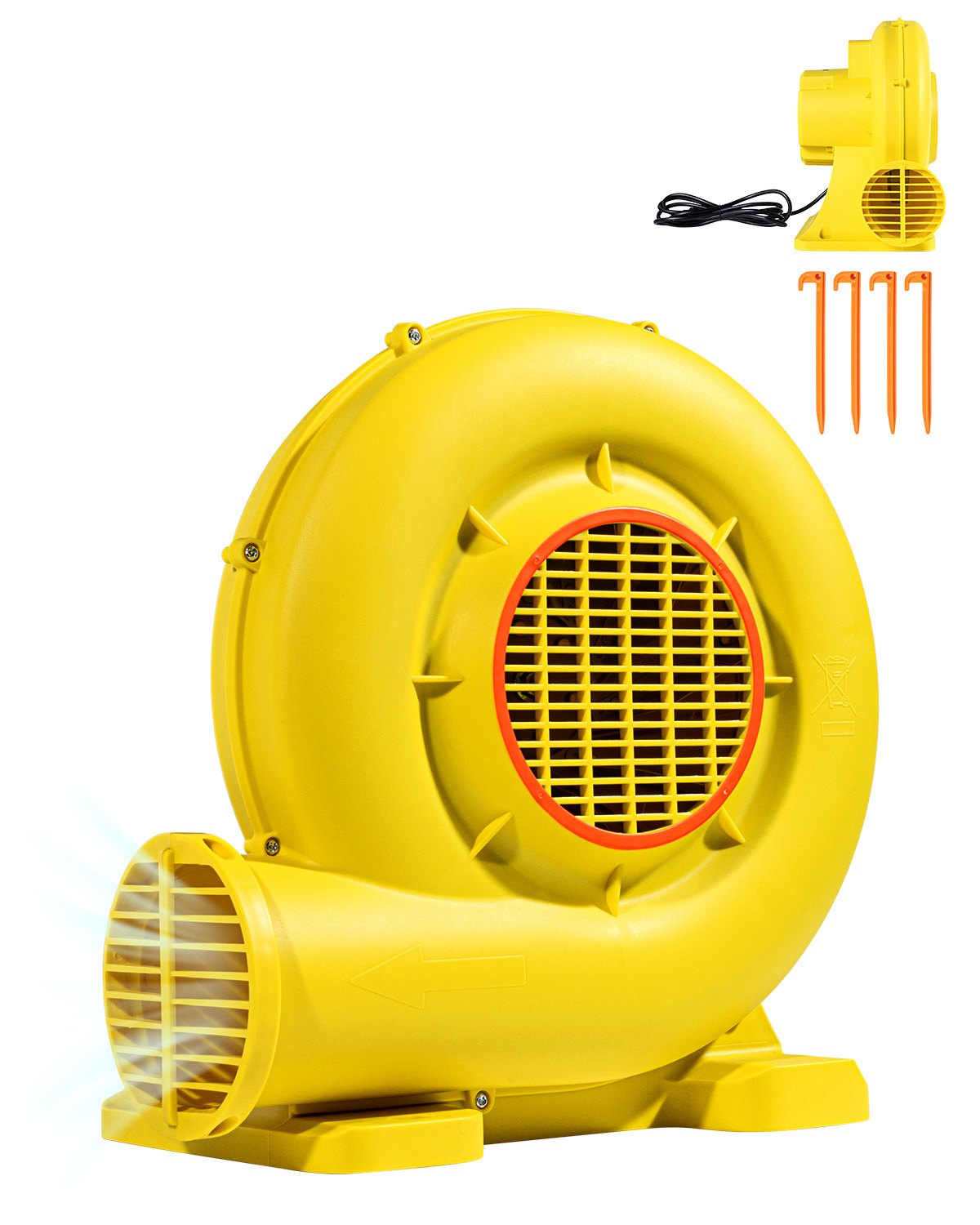 VEVOR piepūšamo atrakciju pūtējs, 0,8 & 1 ZS, 750 W, komerciālai lietošanai