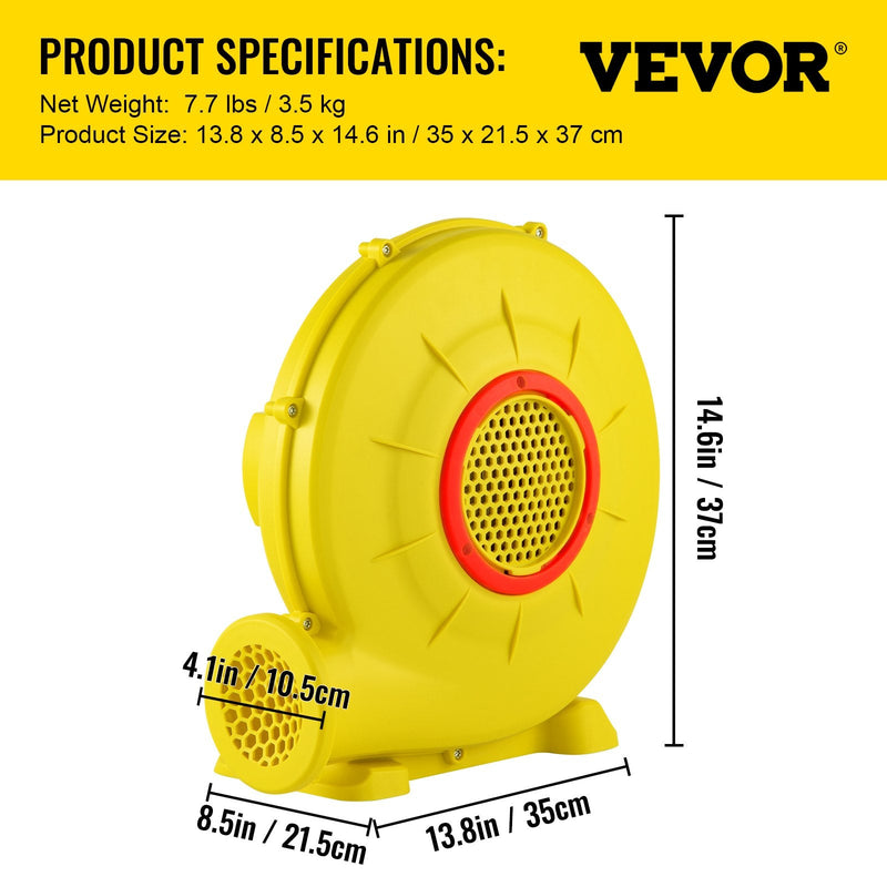 VEVOR 450 W gaisa pūtējs piepūšamām atrakcijām, 0,6 ZS ventilators