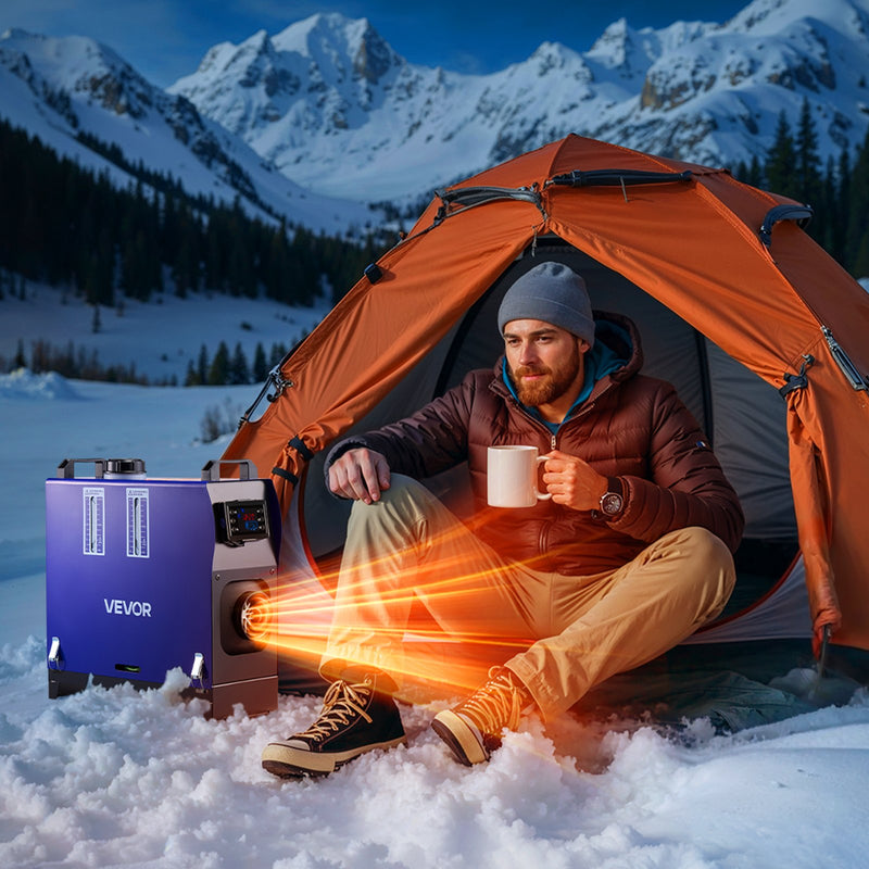 Dīzeļsildītājs 8 kW, DC 12V, pārnēsājams ar tālvadību, LCD ekrānu un 5 L tvertni