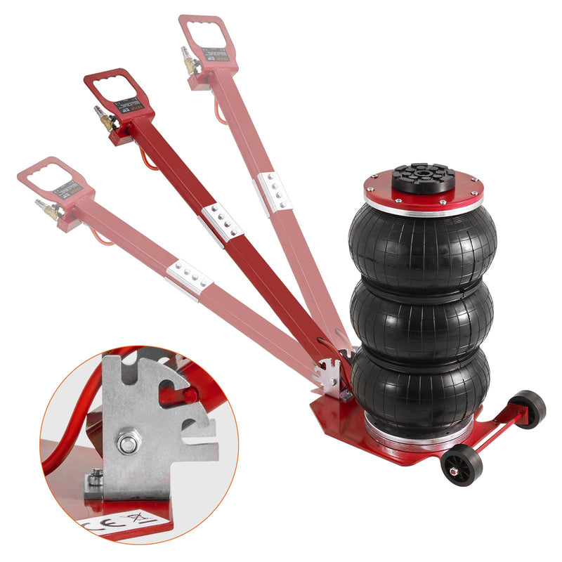 Домкрат VEVOR Air Jack, 3 тонны, тройная сумка, домкрат на воздушной подушке с шестью стальными трубками, высота подъема до 45 см, быстрый подъем 3-5 с, с регулируемой длинной ручкой для автомобилей, гаражей, ремонта (красный)