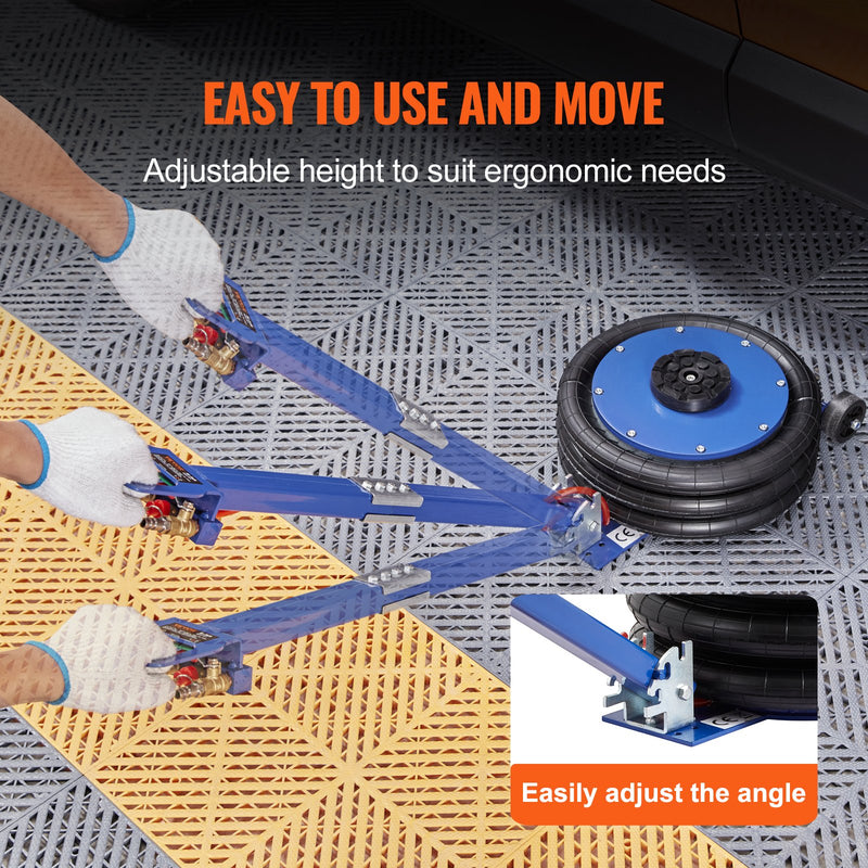 Пневматический домкрат VEVOR, 3 т, тройная конструкция воздушной подушки с 6 стальными трубками, высота подъема до 45 см, быстрый пневматический подъем за 3-5 секунд, подходит для автомобилей, гаражей и ремонтных работ (синий).