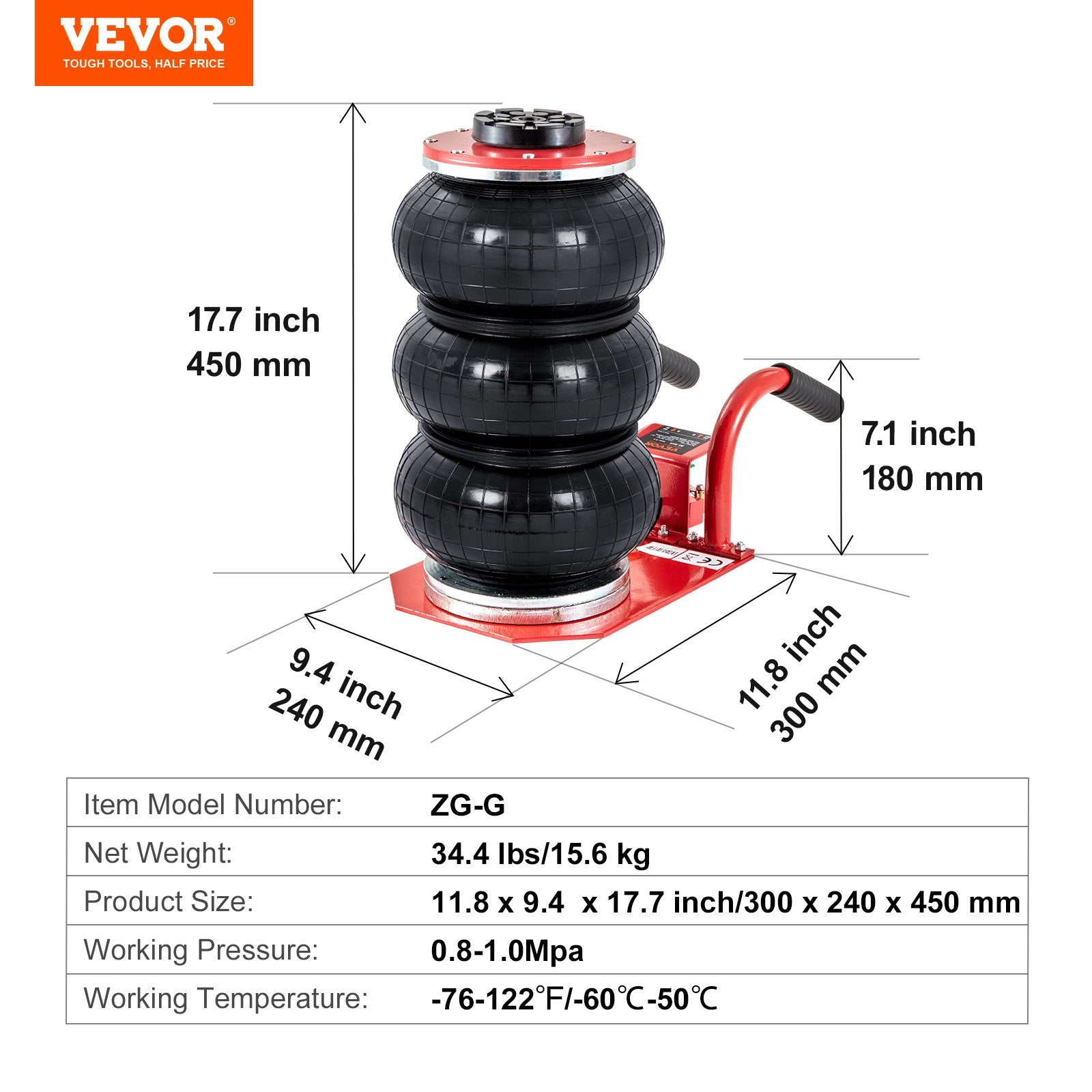 VEVOR Triple Air Engine 3 tonnine pneumaatiline mootorihoidik autode ja maasturite tõstmiseks