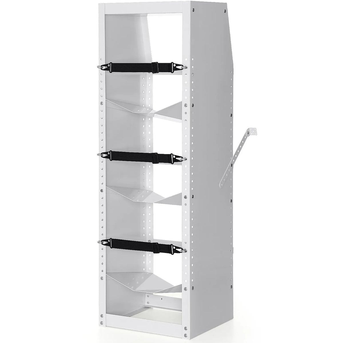 Metāla plaukts gāzes balonu uzglabāšanai, ietilpība 3 × 13,6–22,7 kg baloni, piemērots noliktavām, darbnīcām un transportam, 372 × 355 × 1170 mm