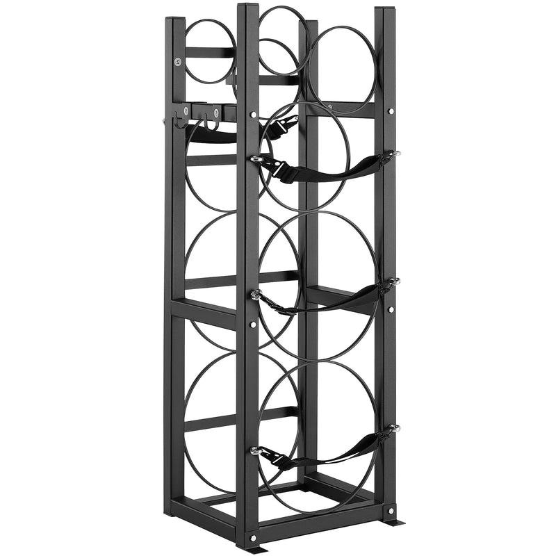 Gāzes tvertņu statīvs ar ietilpību 2 × 13,6 kg un 3 mazākas tvertnes, 325 × 330 × 1196 mm, piemērots freonam, skābeklim un slāpeklim