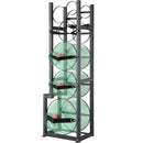 Gāzes konteineru plaukts, ar ietilpību 1 × 22,7 kg, 2 × 13,6 kg un 3 mazi baloni, 39,5 × 33 × 126,5 cm, uzglabāšanai un transportēšanai (Freons, skābeklis, slāpeklis u.c.)