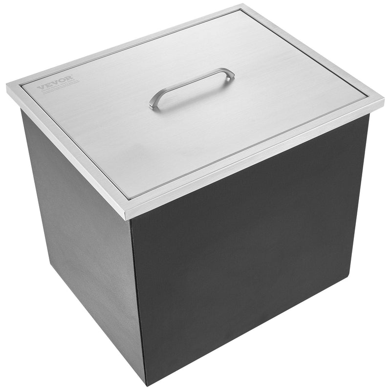 VEVOR iebūvējamais ledus trauks 50,8 x 35,6 x 30,5 cm, nerūsējošais tērauds, 40 qt, āra virtuves ledus bārs, vāks, notekcaurule un notekšķeksnis iekļauts