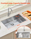 VEVOR 76 cm nerūsējošā tērauda virtuves izlietne (viena bļoda, undermount/drop-in, bāra tipa)