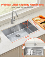 VEVOR 76 cm nerūsējošā tērauda virtuves izlietne (viena bļoda, undermount/drop-in, bāra tipa)