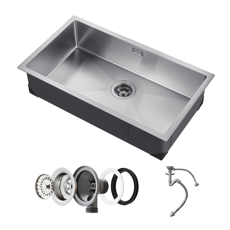 VEVOR 76 cm nerūsējošā tērauda virtuves izlietne (viena bļoda, undermount/drop-in, bāra tipa)
