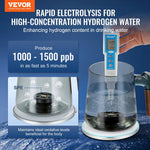 VEVOR ūdeņraža ūdens pudele, 400 ml, ar bezvadu uzlādi, stikla ionizators