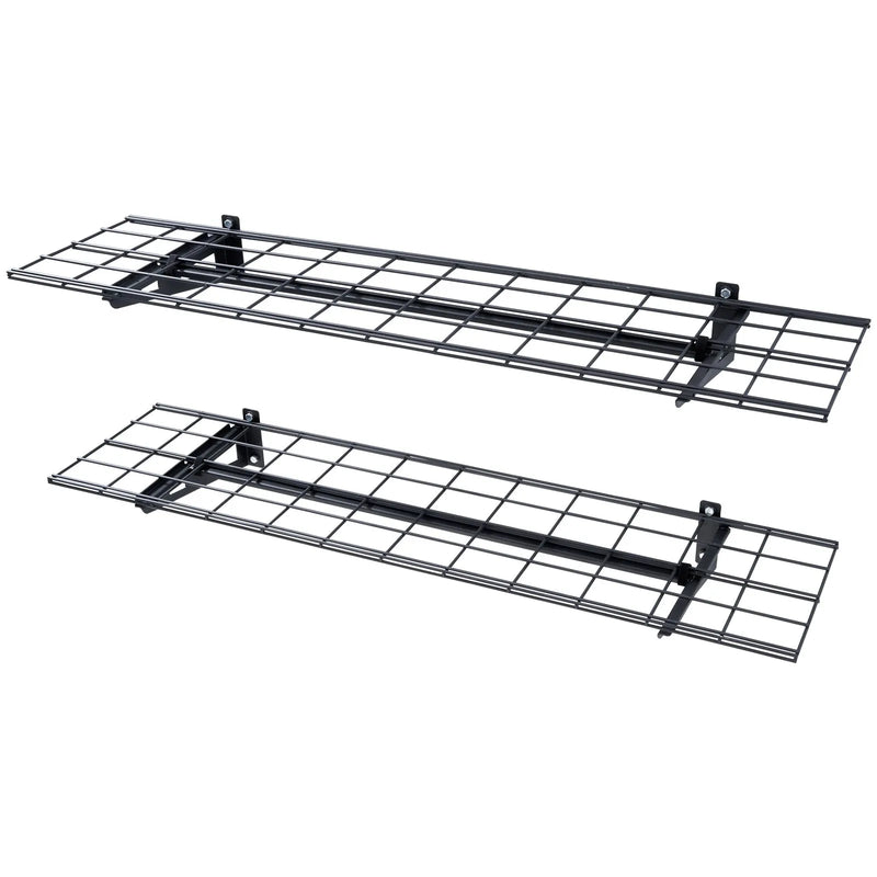 Uzglabāšanas plaukti 2 gab. 122 × 30 cm pie sienas stiprināmi 181 kg, metāla