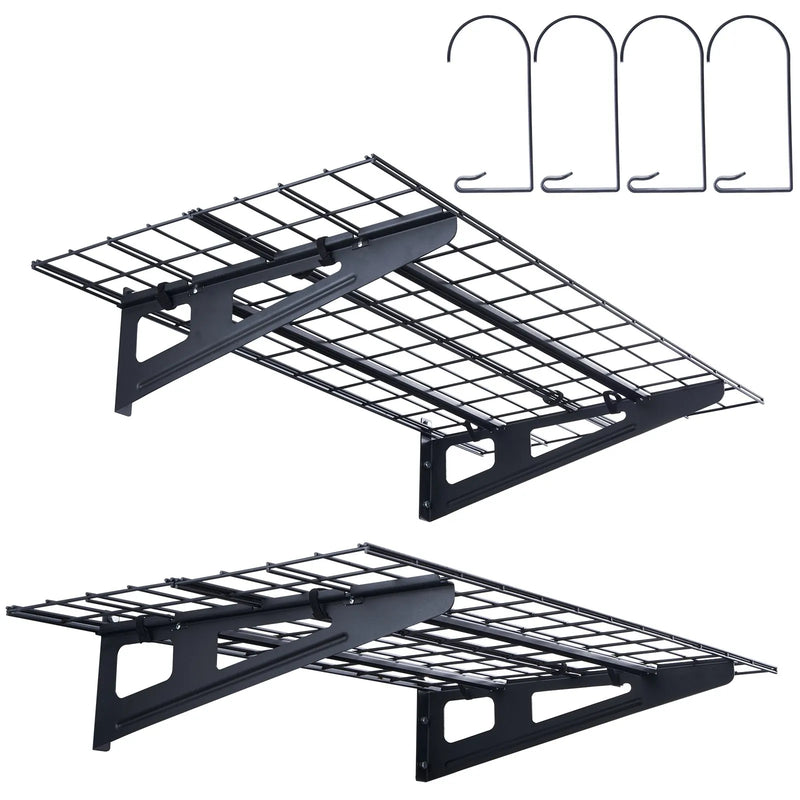 Uzglabāšanas plaukti 2 gab. 122 × 61 cm pie sienas stiprināmi 227 kg, metāla