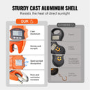 Digitālie celtņa svari 400 kg, industriālie piekaramie svari ar alumīnija korpusu un LCD ekrānu, rokas mini svari ar āķiem, oranži