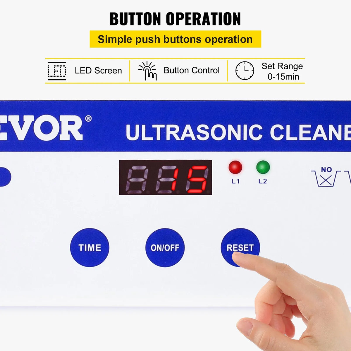 VEVOR 0,8 L ultraskaņas tīrītājs ar digitālu taimeri un sildītāju, 35 W nerūsējošā tērauda ierīce rotaslietu, briļļu un citu priekšmetu tīrīšanai – piemērots komerciālai un mājas lietošanai