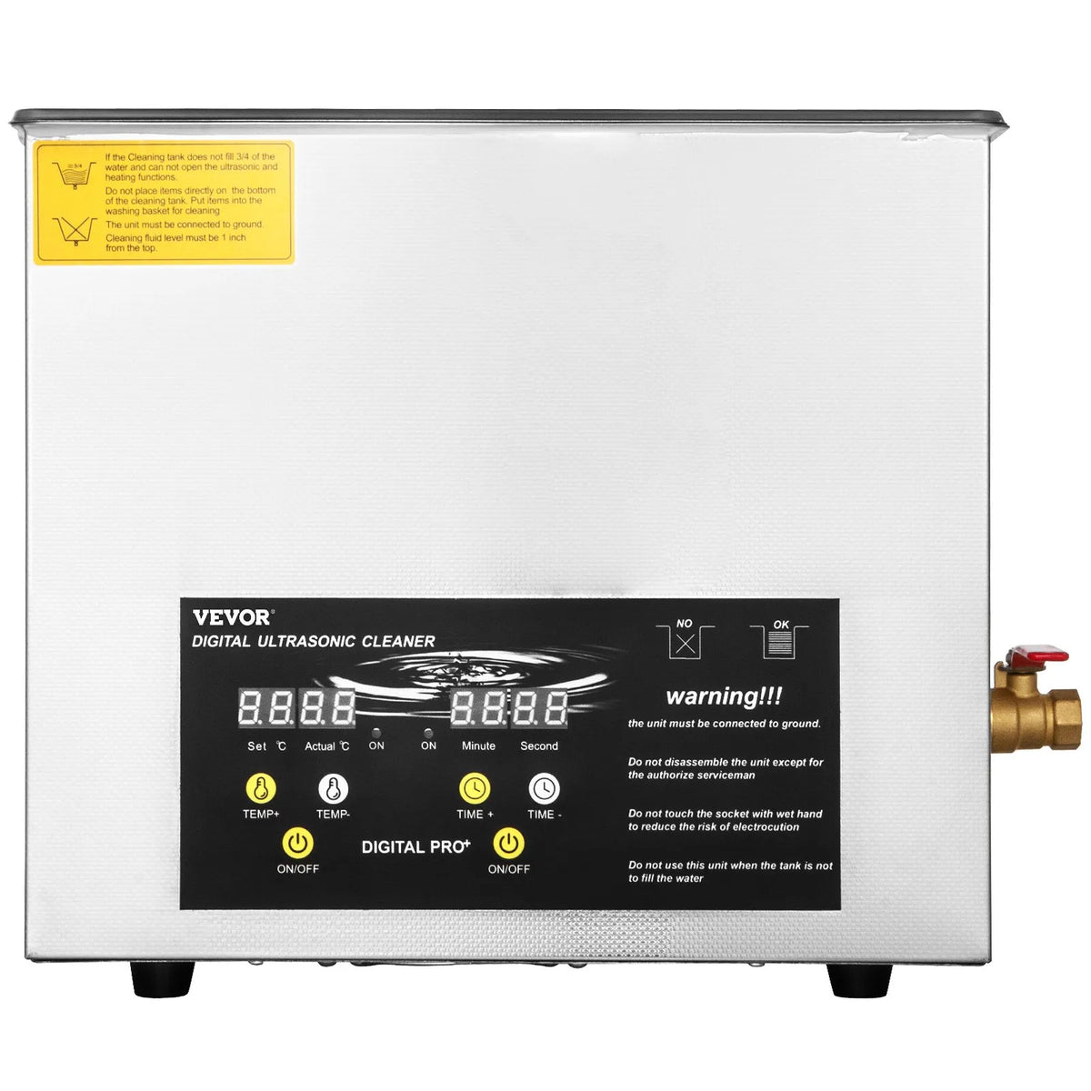 VEVOR 10 l uzlabots ultraskaņas tīrītājs (400 W sildītājs, 240 W ultraskaņas jauda), profesionāls digitālais laboratorijas ultraskaņas tīrītājs ar sildītāju un taimeri detaļu un instrumentu tīrīšanai