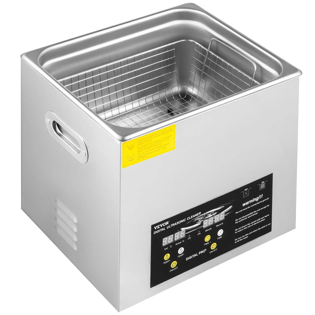 VEVOR 10 l uzlabots ultraskaņas tīrītājs (400 W sildītājs, 240 W ultraskaņas jauda), profesionāls digitālais laboratorijas ultraskaņas tīrītājs ar sildītāju un taimeri detaļu un instrumentu tīrīšanai