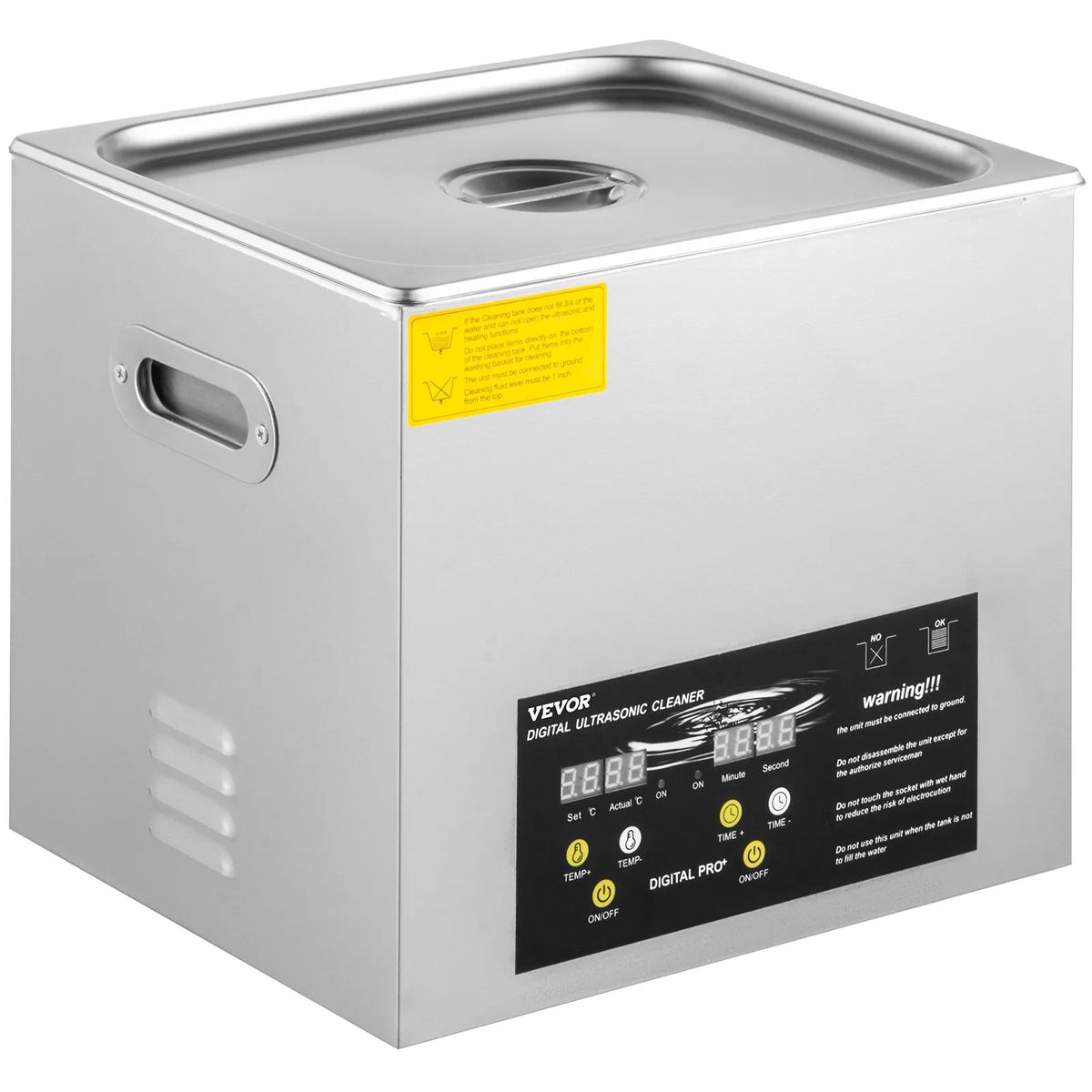 VEVOR 10 l uzlabots ultraskaņas tīrītājs (400 W sildītājs, 240 W ultraskaņas jauda), profesionāls digitālais laboratorijas ultraskaņas tīrītājs ar sildītāju un taimeri detaļu un instrumentu tīrīšanai