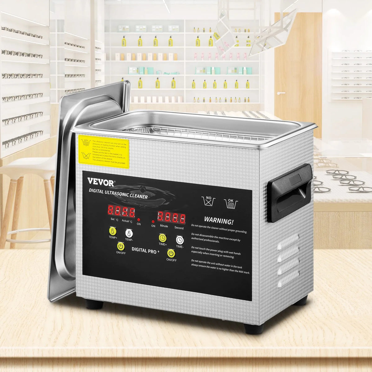 VEVOR 3 l uzlabots ultraskaņas tīrītājs (200 W sildīšana, 120 W ultraskaņa), profesionāla digitāla laboratorijas ultraskaņas detaļu tīrīšanas iekārta ar sildīšanu un taimeri juvelierizstrādājumu, briļļu un detaļu tīrīšanai
