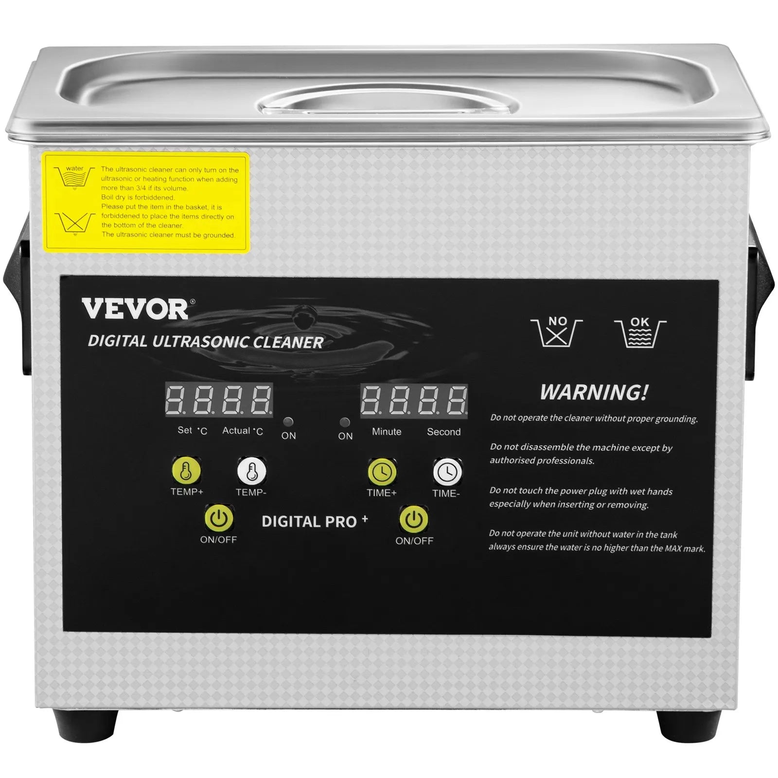 VEVOR 3 l uzlabots ultraskaņas tīrītājs (200 W sildīšana, 120 W ultraskaņa), profesionāla digitāla laboratorijas ultraskaņas detaļu tīrīšanas iekārta ar sildīšanu un taimeri juvelierizstrādājumu, briļļu un detaļu tīrīšanai