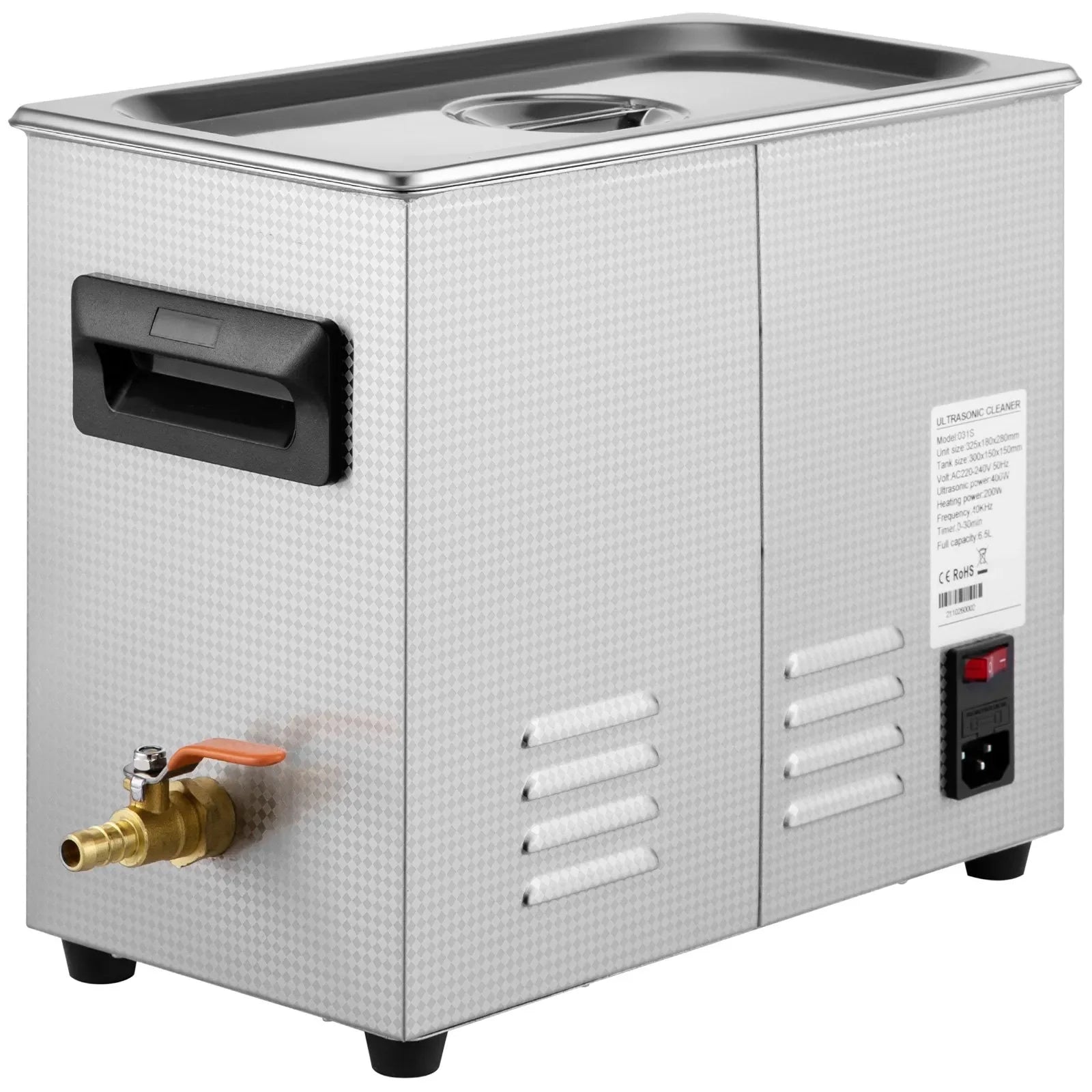 VEVOR 6 l uzlabots ultraskaņas tīrītājs (400 W sildītājs, 180 W ultraskaņa) Profesionāls digitālais laboratorijas ultraskaņas detaļu tīrītājs ar sildīšanas funkciju un taimeri juvelierizstrādājumu, briļļu un instrumentu tīrīšanai.