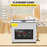 VEVOR 6 l uzlabots ultraskaņas tīrītājs (400 W sildītājs, 180 W ultraskaņa) Profesionāls digitālais laboratorijas ultraskaņas detaļu tīrītājs ar sildīšanas funkciju un taimeri juvelierizstrādājumu, briļļu un instrumentu tīrīšanai.