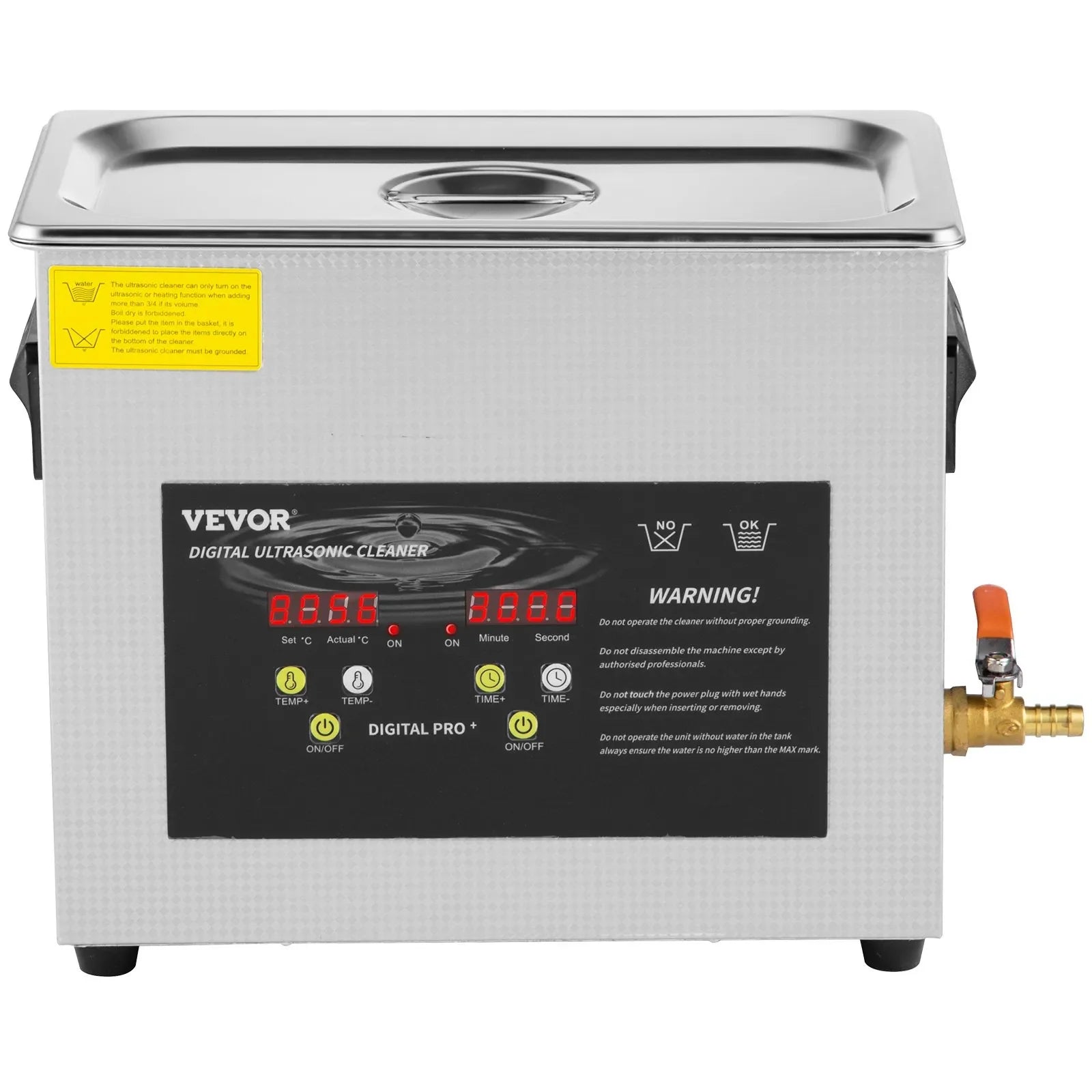 VEVOR 6 l uzlabots ultraskaņas tīrītājs (400 W sildītājs, 180 W ultraskaņa) Profesionāls digitālais laboratorijas ultraskaņas detaļu tīrītājs ar sildīšanas funkciju un taimeri juvelierizstrādājumu, briļļu un instrumentu tīrīšanai.