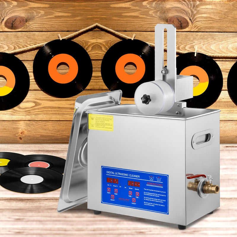 VEVOR 6 l ultraskaņas ierakstu tīrīšanas iekārta komplektā ar žāvēšanas plauktu