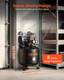 VEVOR 30 l gaisa kompresors, 1,5 kW, 113 l/min pie 6,2 bar, maks. spiediens 10 bar, bez eļļas, paredzēts auto remontam, riepu piepumpēšanai, krāsošanai un koka darbu naglošanai
